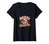 Mujer Gingerbread Man Cookie Icing Dad Mom Kids Christmas Camiseta Cuello V