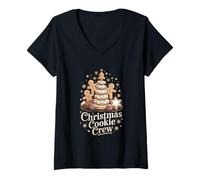 Mujer Gingerbread Man Cozy Baking Christmas Cookie Crew Camiseta Cuello V