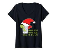 Mujer Gingle Bells Jersey Navidad Jersey Navidad Gin Camiseta Cuello V