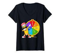 Mujer Gira la Rueda de Segundo Grado para Ganar el Segundo Grado de Regreso a Clases Camiseta Cuello V