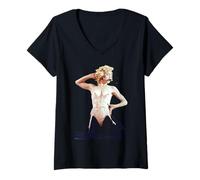 Mujer Gira Mundial de Madonna Live In Pink Corset Blond Ambition 1990 Camiseta Cuello V