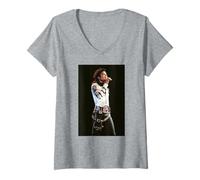 Mujer Gira Mundial de Michael Jackson Man In The Mirror Bad 1988 Camiseta Cuello V