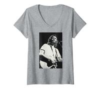 Mujer Gira Mundial One For All de Barry Gibb de los Bee Gees 1989 Camiseta Cuello V