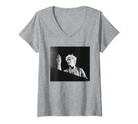 Mujer Gira seria a la luz de la Luna de David Bowie 1983 Virginia Turbett Camiseta Cuello V