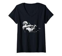 Mujer Gira Temporal de Mik Kaminski de ELO Electric Light Orchestra 1981 Camiseta Cuello V