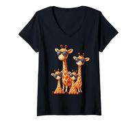 Mujer Giraffe Family Sunglasses Safari Zoo Animal Lover Giraffes Camiseta Cuello V