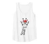 Mujer Giraffe with Red Rose for Zoo Animal Lovers Camiseta sin Mangas