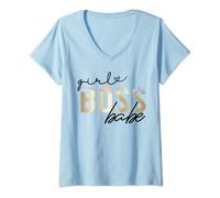 Mujer Girl Boss Camiseta que dice Boss Babe Camisas para mujer, Bossy Camiseta Cuello V