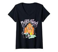 Mujer Girl Boss Count Your Blessings Pilas de Dinero Camiseta Cuello V