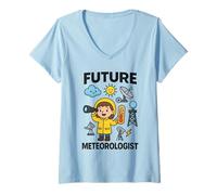 Mujer Girl Cute Future Meteorologist Kids Junior Weather Scientist Camiseta Cuello V