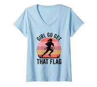 Mujer Girl Go Get That Bandera Mamá Vintage Retro Camiseta Cuello V