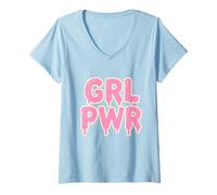 Mujer Girl Power Pink Logo Mujeres y Niñas Camiseta Cuello V
