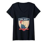 Mujer Girl Riot Lápiz labial rojo Power Rosie Camiseta Cuello V