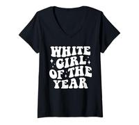 Mujer Girl White Girl of the Year Bold Funny Groovy Tie Dye Camiseta Cuello V