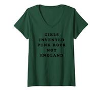 Mujer Girls Invented Punk Rock Not England - Green Camiseta Cuello V