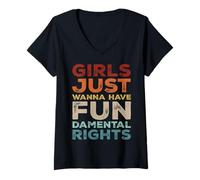 Mujer Girls Just Wanna Have Fundamental Rights Igualdad Feminista Camiseta Cuello V