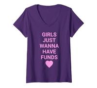 Mujer Girls Just Wanna Have Funds, Funny Gen Z Slogan Meme Camiseta Cuello V