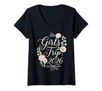 Mujer Girls Trip 2026 Family Matching Friends Road Trip Vacation Camiseta Cuello V