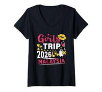 Mujer Girls Trip 2026 Malaysia Travel Girls Group Malaysia Vacay Camiseta Cuello V