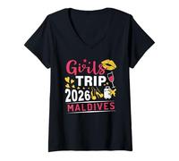 Mujer Girls Trip 2026 Maldives Travel Girls Group Maldives Vacay Camiseta Cuello V