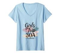 Mujer Girl'S Trip 30A Seaside Rosemary - Tripulación de Viaje para niñas Camiseta Cuello V