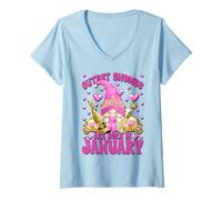 Mujer Girls Trip Birthday Princess GNOME Graphic Born In January Camiseta Cuello V