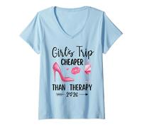Mujer Girls Trip Cheaper Than a Therapy 2026 Girls Weekend Party Camiseta Cuello V
