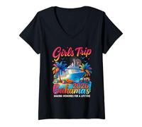 Mujer Girls Trip Cruise Bahamas 2026 Matching Family Cruise Party Camiseta Cuello V