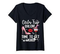 Mujer Girls Trip Salem Time To Get Wicked Halloween Group Matching Camiseta Cuello V