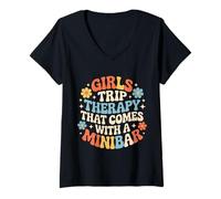 Mujer Girls Trip Therapy That Comes with A Minibar - Camiseta Cuello V