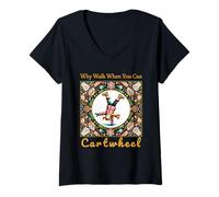Mujer Girls Why Walk When You Can Cartwheel Christmas Cartwheeling Camiseta Cuello V
