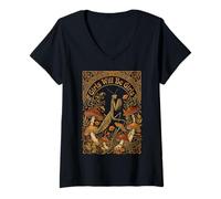 Mujer Girls Will Be Girls Praying Mantis Art Nouveau Poster Camiseta Cuello V