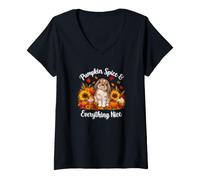 Mujer Girls Womens Mom Pumpkin Spice Mini Holland Lop Bunny Rabbit Camiseta Cuello V