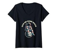 Mujer Give Me Some Space Astronauta Sentado en la Luna Retro Camiseta Cuello V
