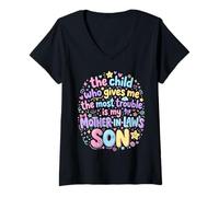 Mujer Gives Me Most Trouble Funny Husband Wife Sarcastic Joke Camiseta Cuello V