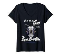 Mujer Gixxer,GSXR,Racing,Motocycle,Motorbike,Dios del Octavo día Camiseta Cuello V