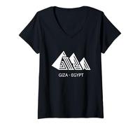 Mujer Giza Egipto Pirámides Egipcio Turismo El Cairo Turismo Camiseta Cuello V