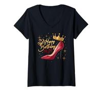 Mujer Glam Día de la Madre Familia Favoritos Reina Feliz Cumpleaños Mamá Camiseta Cuello V