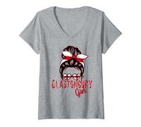 Mujer Glastonbury Girl, Glastonbury Girls, bandera británica para mujer Camiseta Cuello V