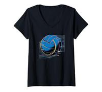 Mujer Glitch Art Art Balón de Waterpolo Camiseta Cuello V