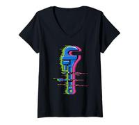 Mujer Glitch Art Fontanero Llave Tubería Tubo Desagüe Camiseta Cuello V