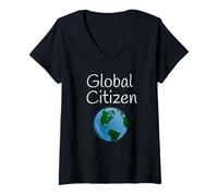 Mujer Global Citizen World Peace Progressive - Camiseta Camiseta Cuello V