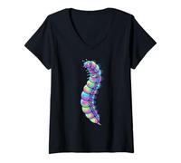 Mujer Glowworm Insect Lover Entomología Larva Bug Lover Camiseta Cuello V