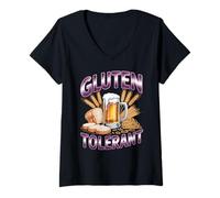 Mujer Gluten Tolerant Beer and Bread Lovers Camiseta Cuello V