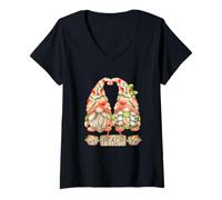 Mujer GNOME Couple Peachy Graphic For Summer Funny Peach Fruit Camiseta Cuello V
