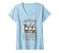 Mujer Gnomebody Loves Winter More Than Me GNOME Camiseta Cuello V