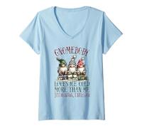 Mujer Gnomebody Loves Winter More Than Me GNOME Camiseta Cuello V