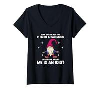 Mujer Gnomo Divertido Algunos días no Estoy Seguro de si Estoy de Mal Humor Camiseta Cuello V