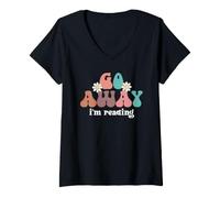 Mujer Go Away I'm Reading Book Lovers Bookish Merch Book Themed Camiseta Cuello V