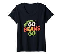 Mujer Go Beans Go Retro Power Plant Foods Lover Vida Saludable Camiseta Cuello V
